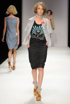 SS10 LINEN CHECK DRAWSTRING SKIRT - BLACK - Other Image